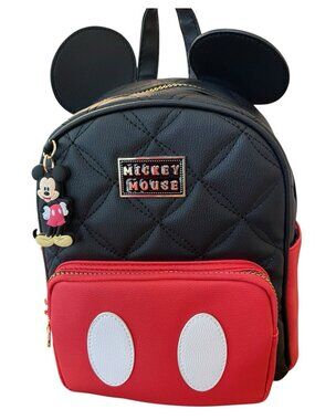 Disney Mickey Mouse Quilted Mini Backpack Cosplay Primark Bag Charms NWT